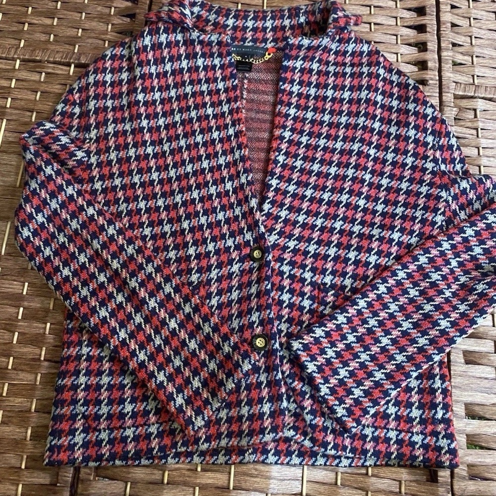 Marc By Marc Jacobs Red and Blue Houndstooth Jacket S